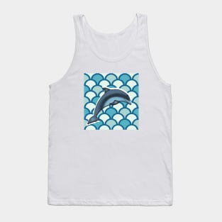 Dolphin Ocean Animal with Waves Tank Top